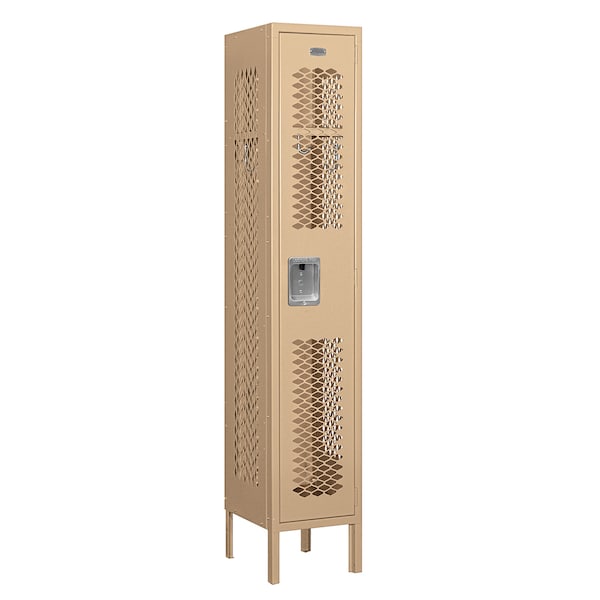 1 Tier Vented Locker, 12"Wx66"Hx12"D, 1 Door, Tan, Unassembled